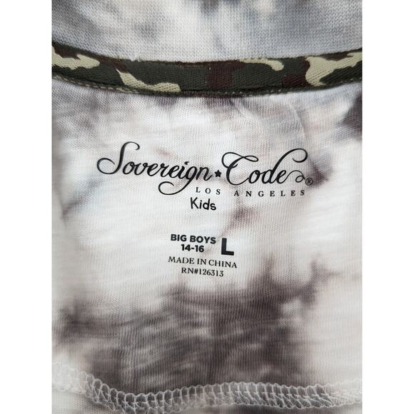 Sovereign Code Los Angeles Kids Big Boys 14-16 Large White T Shirt Black Tie Dye - Picture 3 of 9